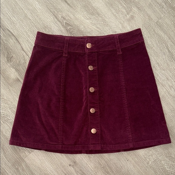 Maroon Corduroy A-Line Skirt - Picture 1 of 4